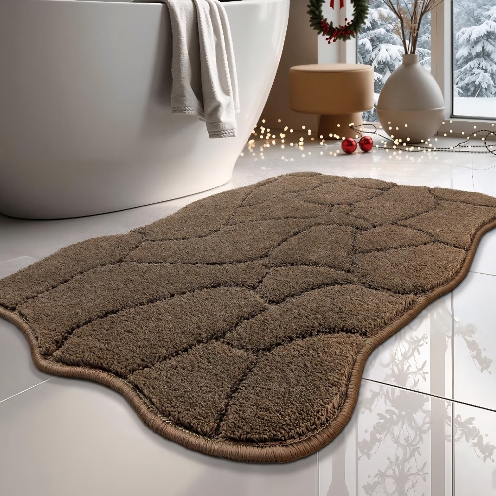 Set Of 2 Luxurious Brown Bath Mat